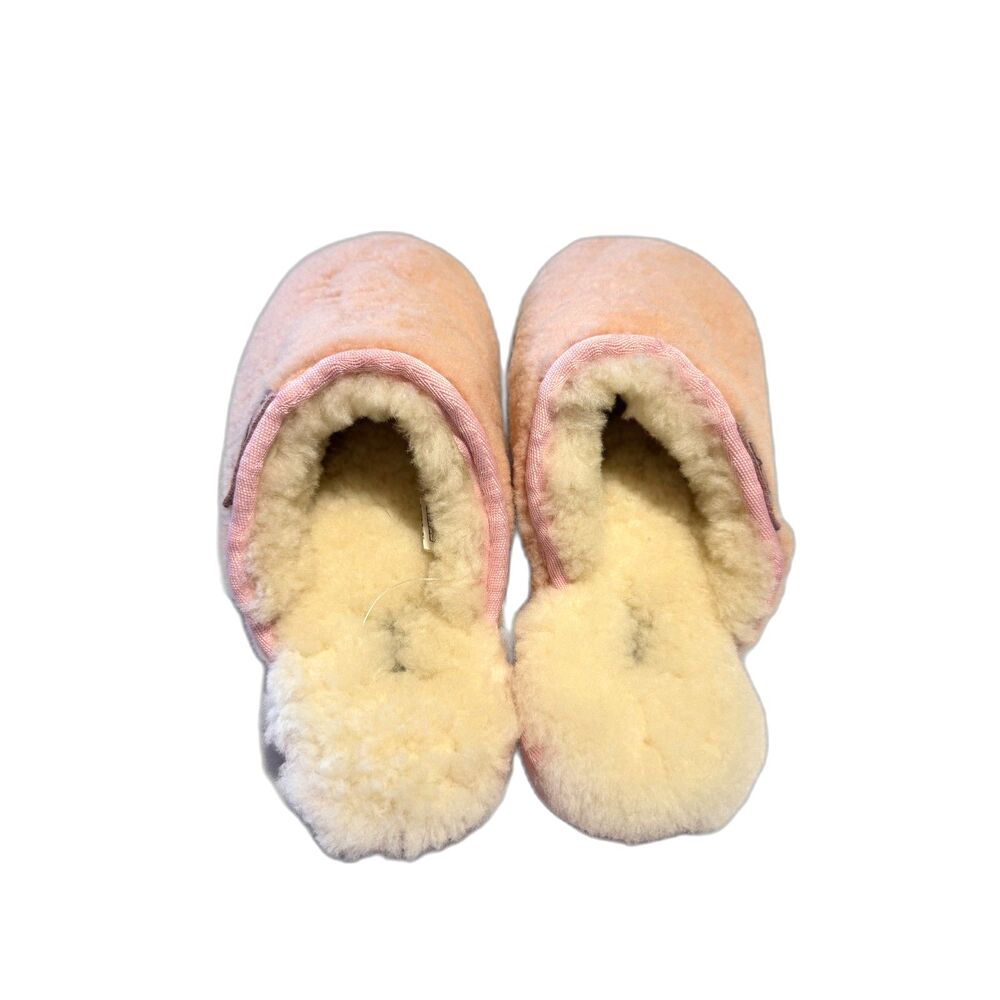UGG Pink Slippers Fluffy Slides Great Soles Sz 8